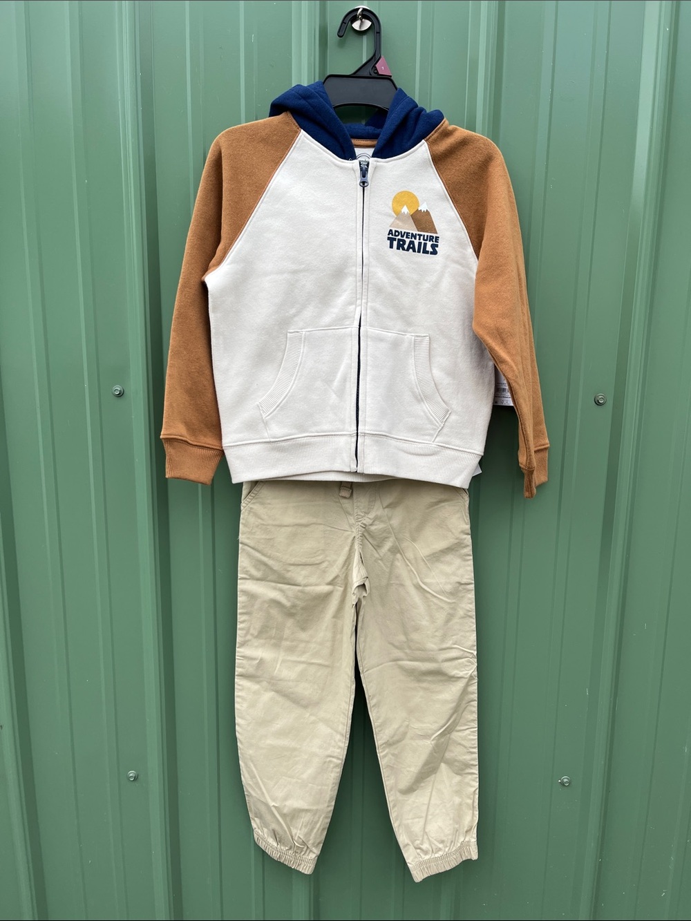 Boys Zip Hoodie & Khaki Jogger Pants Size 7
